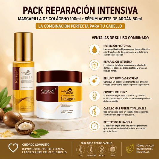 Haarreparatur-Paket Kollagenmaske 100ml + Arganölserum 50ml