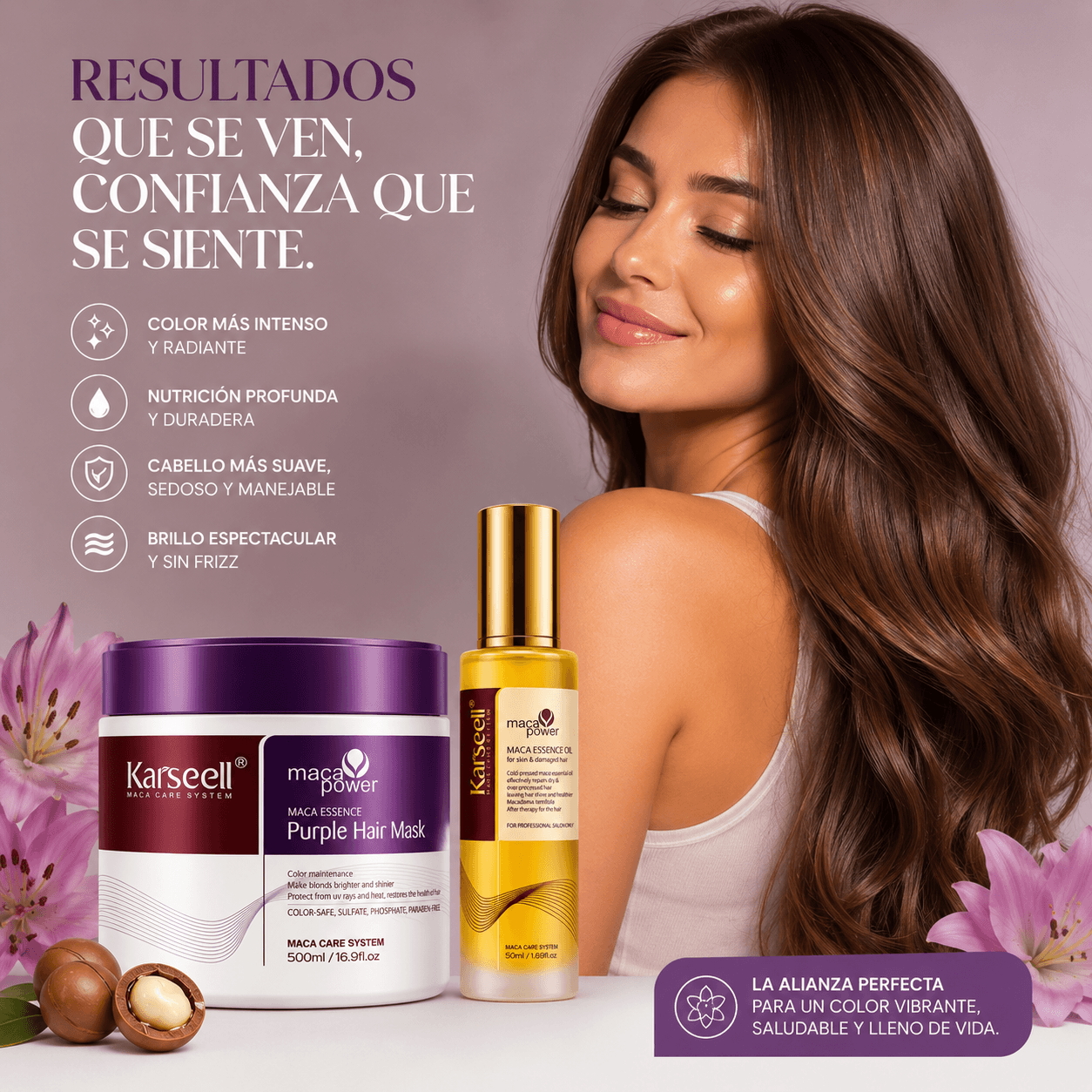 Mascarilla capilar violeta matizadora 500ml + aceite de argán 50ml