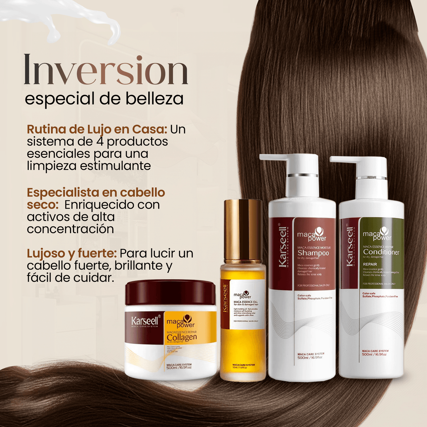 Pack mascarilla capilar colágeno + champú + acondicionador 500ml