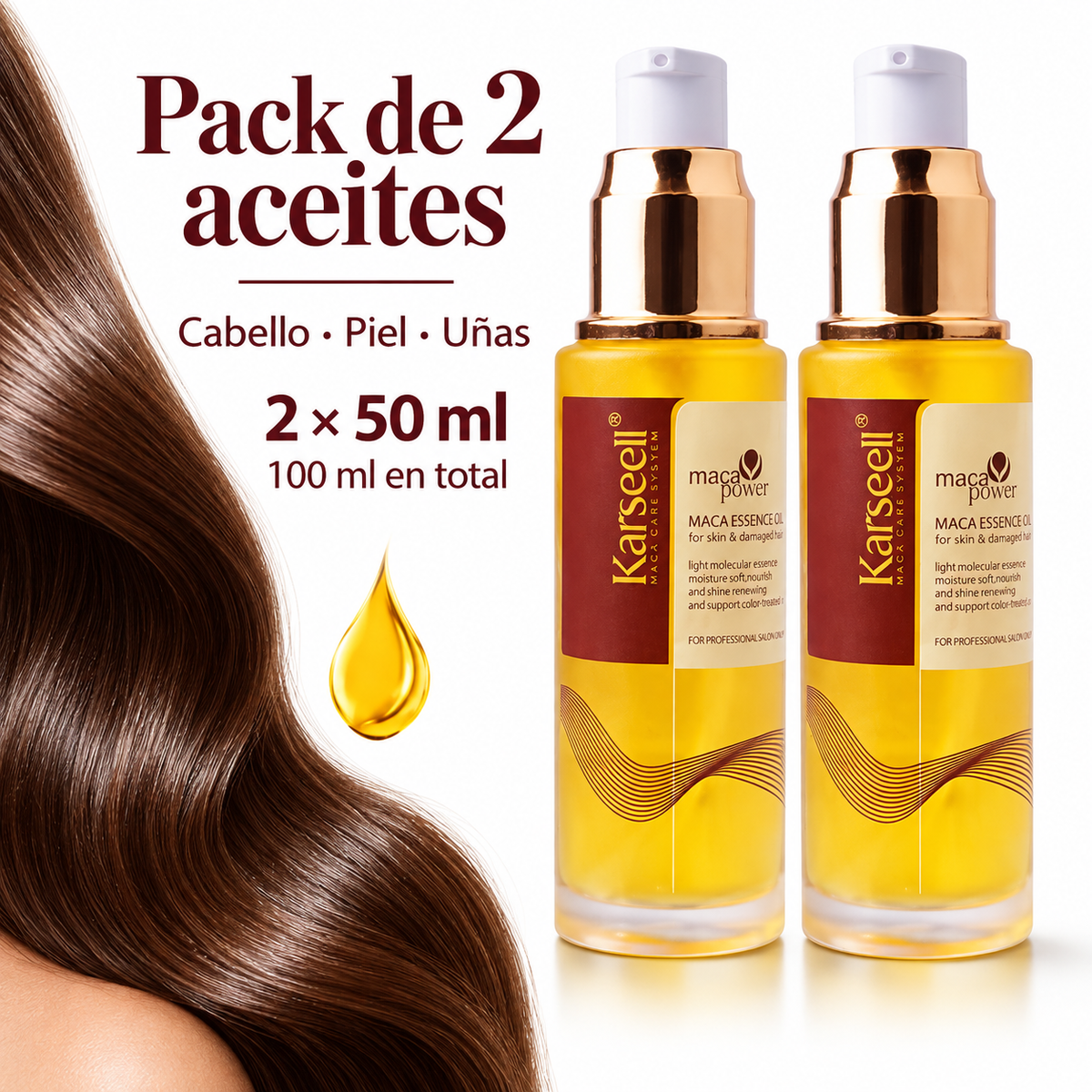 Pack 2 Sérums Capilares de Aceite de Argán 50 ml (2 × 50 ml)