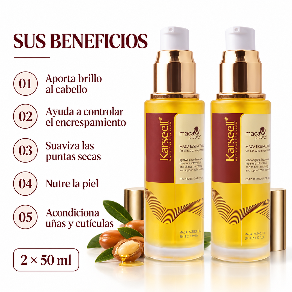 Pack 2 Sérums Capilares de Aceite de Argán 50 ml (2 × 50 ml)