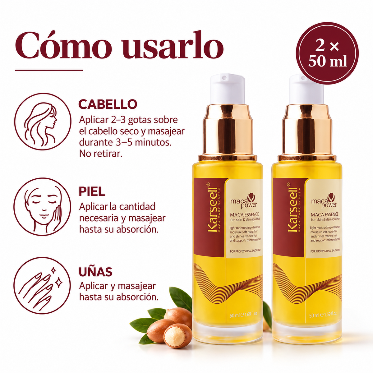 Pack 2 Sérums Capilares de Aceite de Argán 50 ml (2 × 50 ml)
