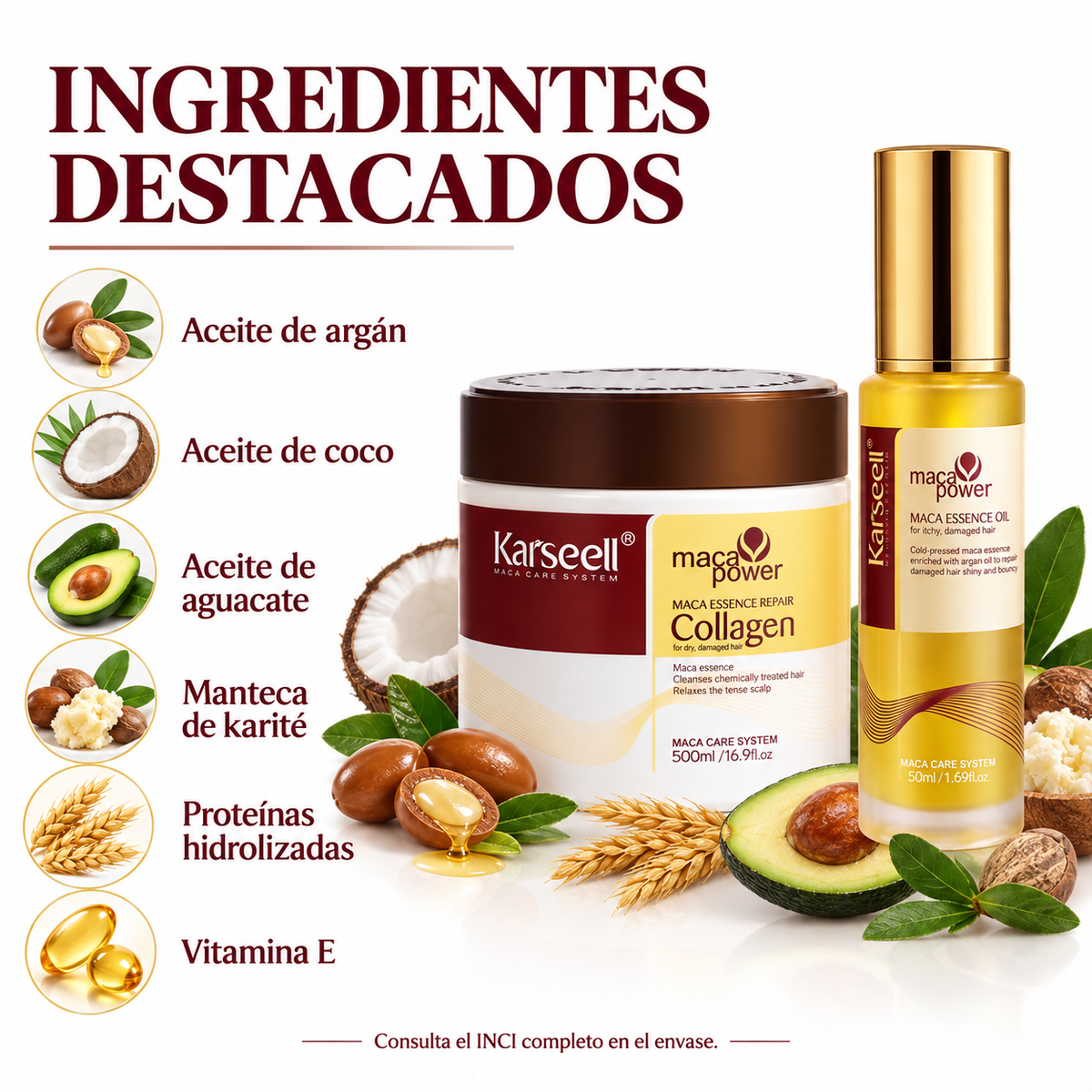 Pack Reparación Capilar: Mascarilla de Colágeno 500 ml + Sérum de Aceite de Argán 50 ml