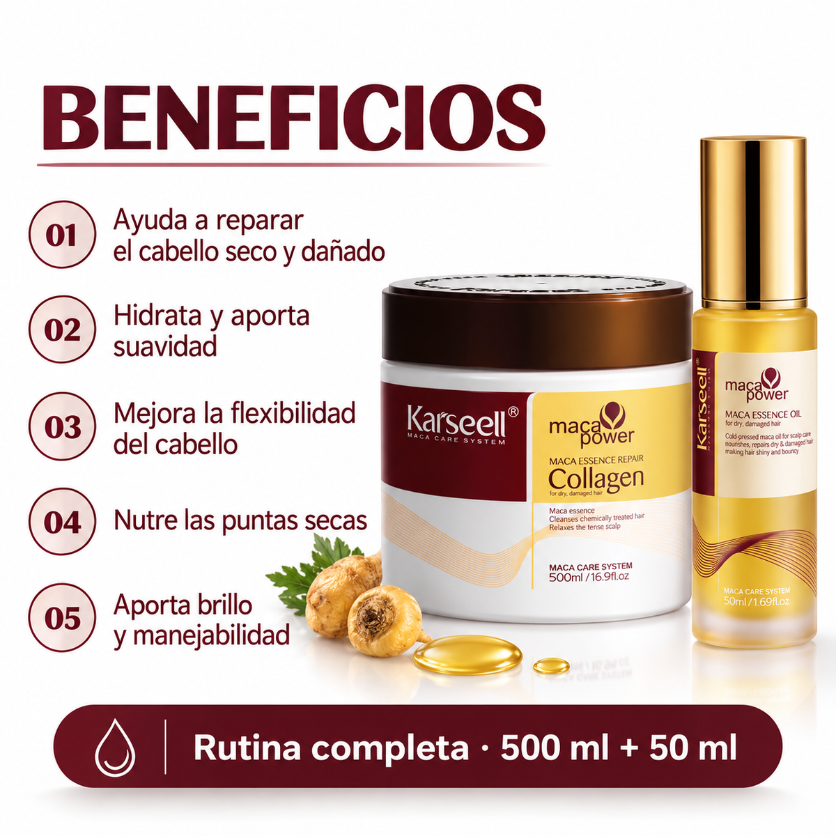 Pack Reparación Capilar: Mascarilla de Colágeno 500 ml + Sérum de Aceite de Argán 50 ml