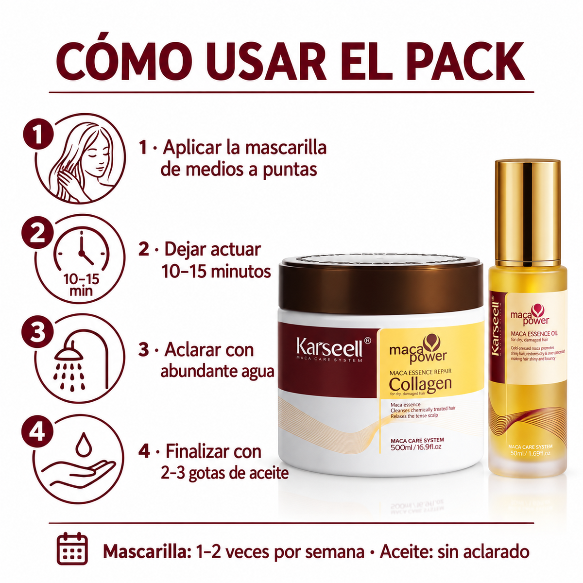 Pack Reparación Capilar: Mascarilla de Colágeno 500 ml + Sérum de Aceite de Argán 50 ml