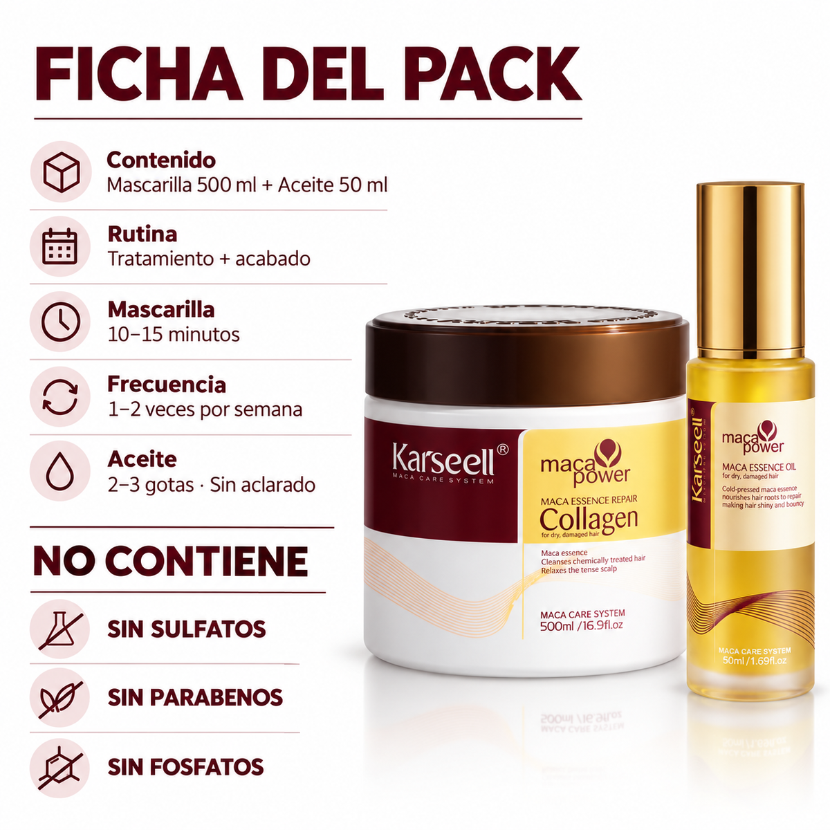 Pack Reparación Capilar: Mascarilla de Colágeno 500 ml + Sérum de Aceite de Argán 50 ml