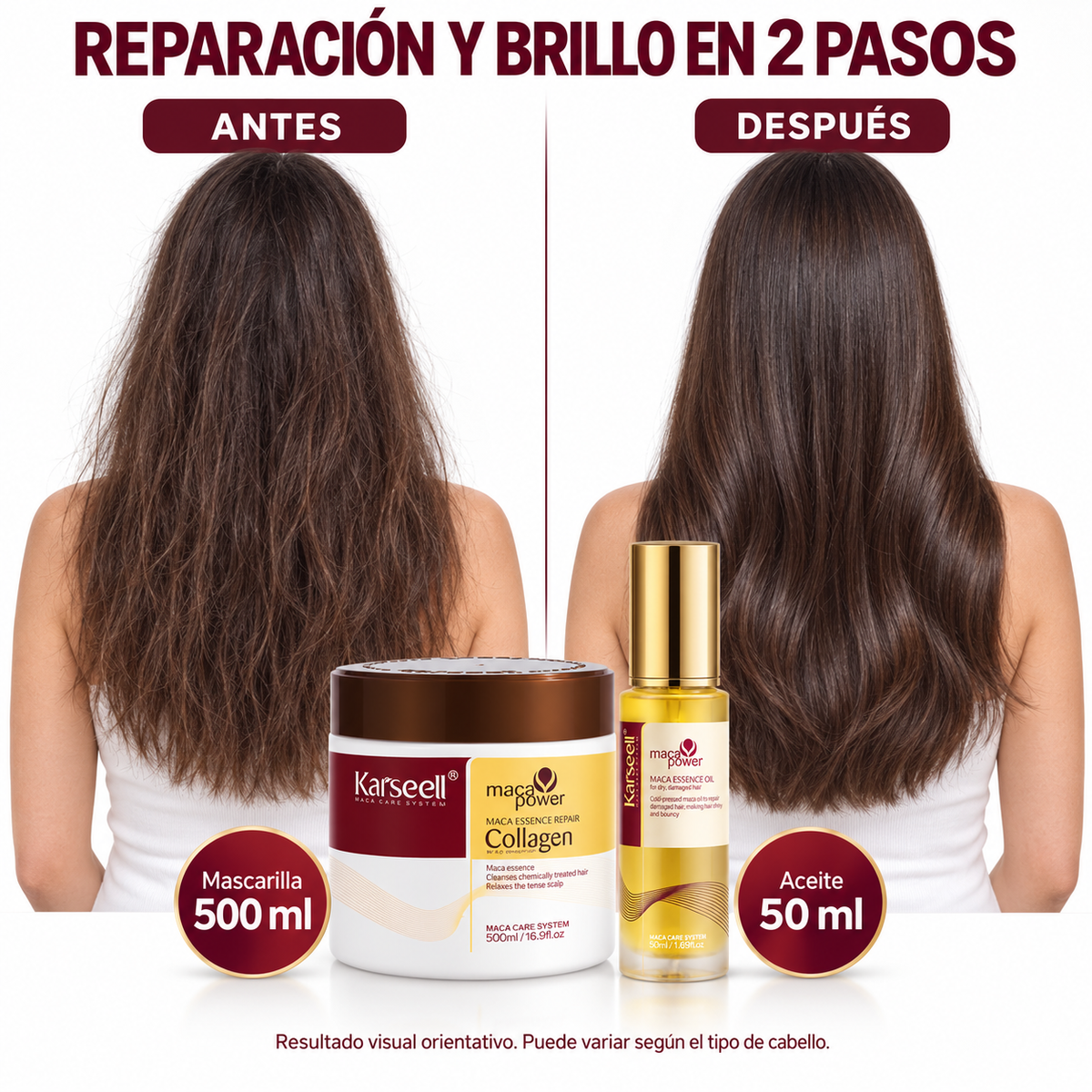 Pack Reparación Capilar: Mascarilla de Colágeno 500 ml + Sérum de Aceite de Argán 50 ml
