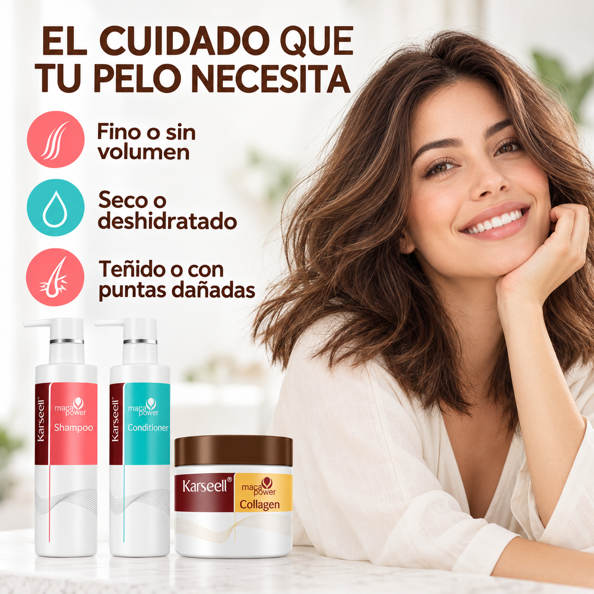 Pack Champú Volumen 200 ml + Acondicionador 200 ml + Mascarilla Colágeno 100 ml