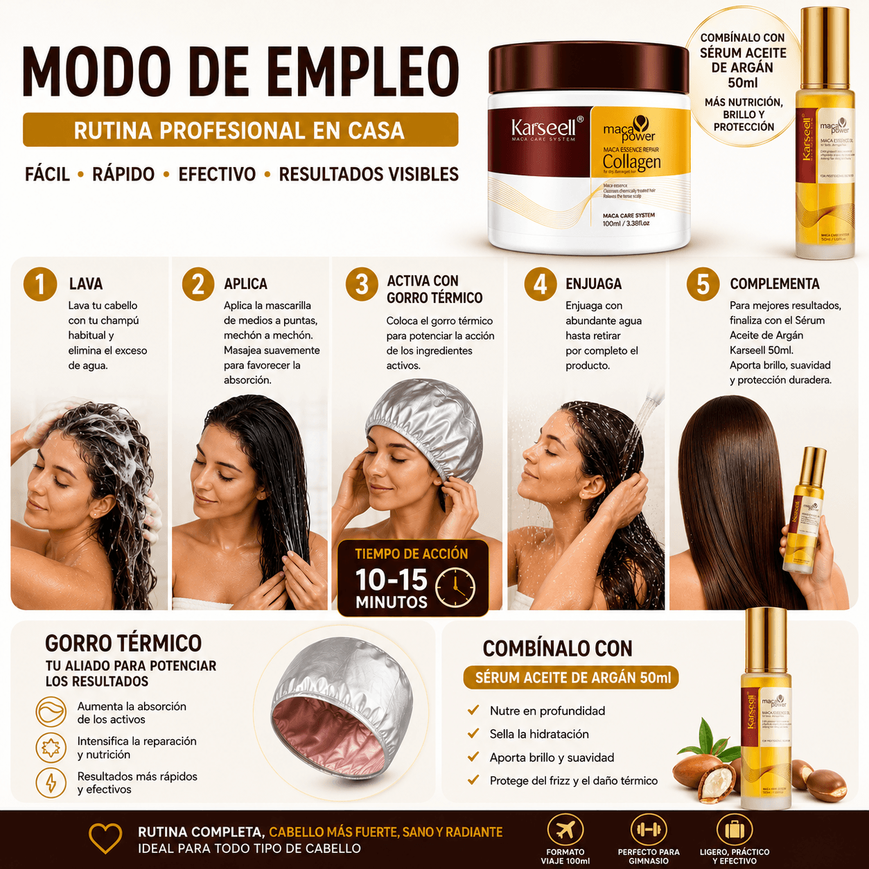Pack reparación capilar mascarilla colágeno 100ml + sérum aceite de argán 50ml
