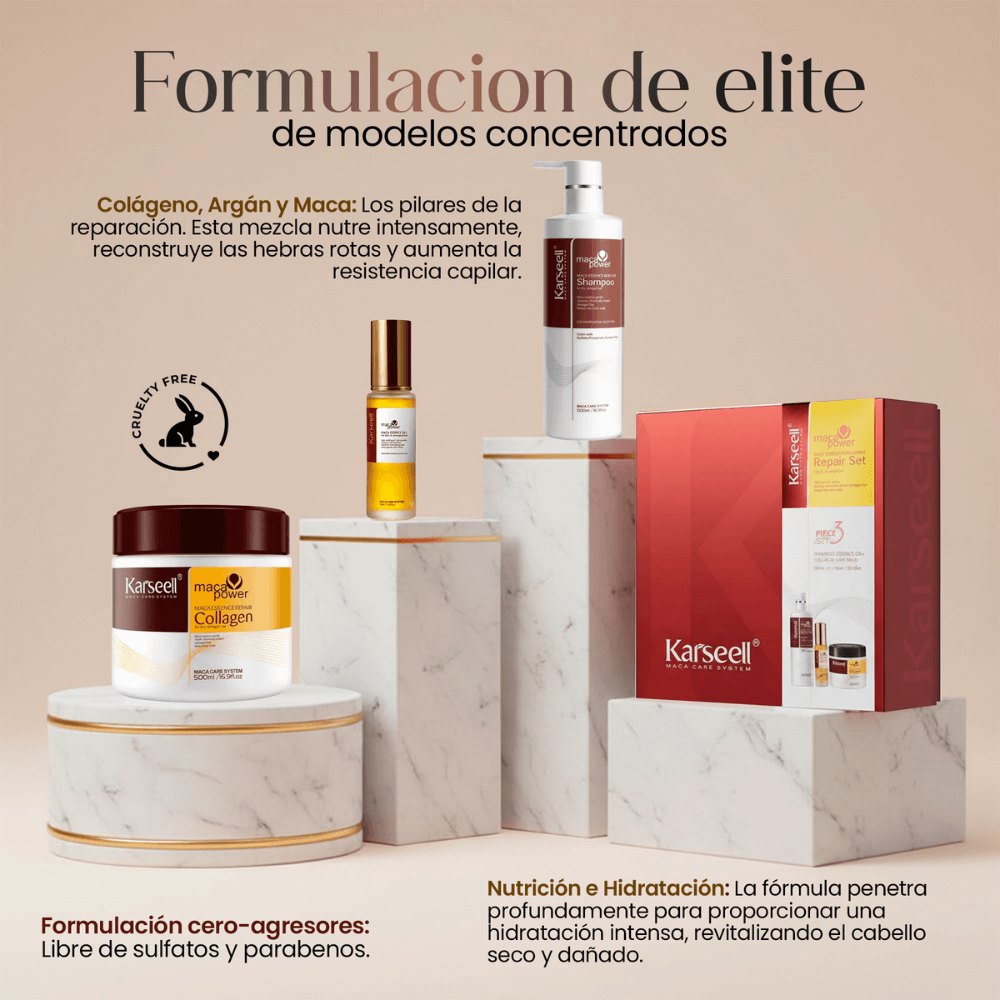 Pack reparación capilar mascarilla colágeno 500ml + champú 500ml