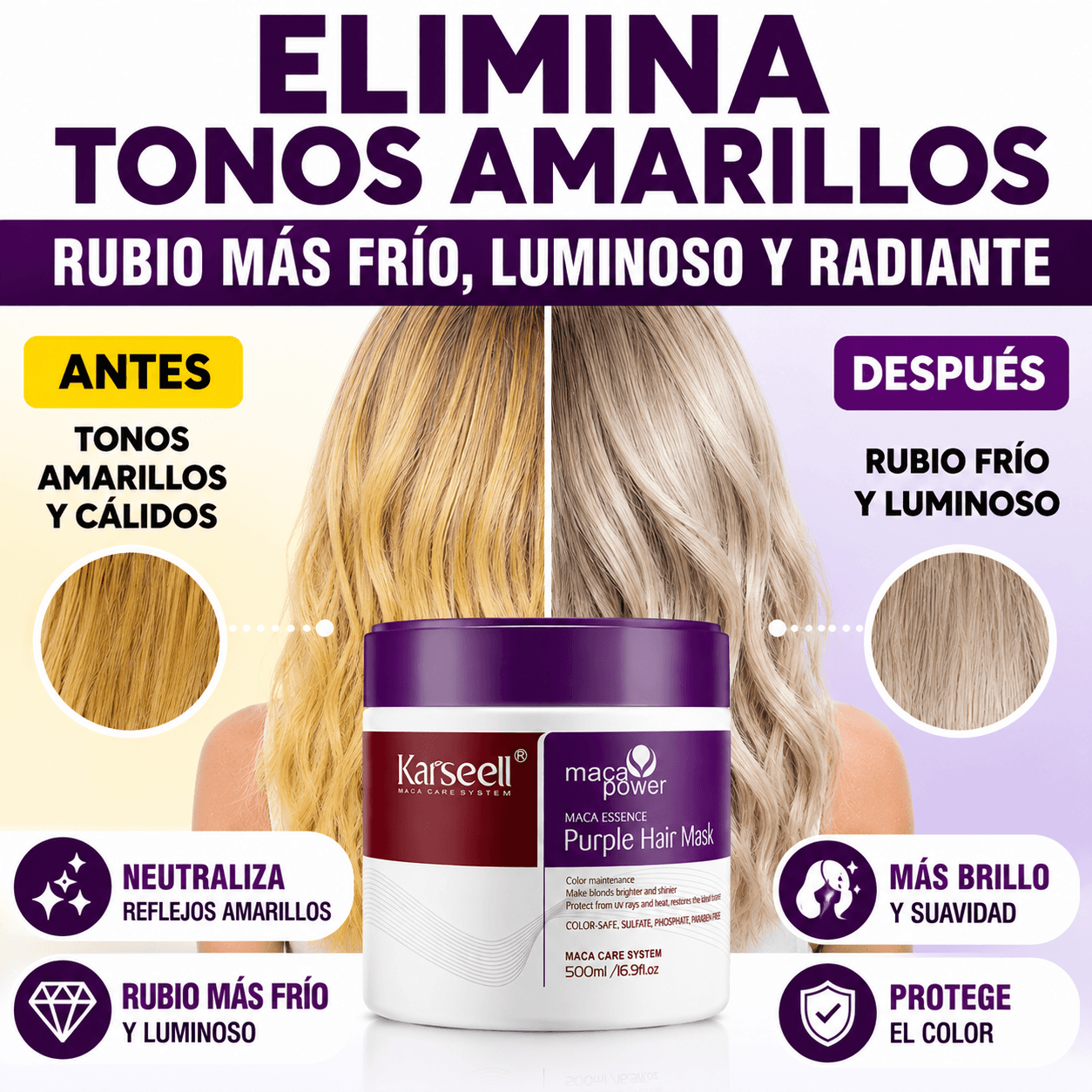 Mascarilla violeta antiamarillo 500ml