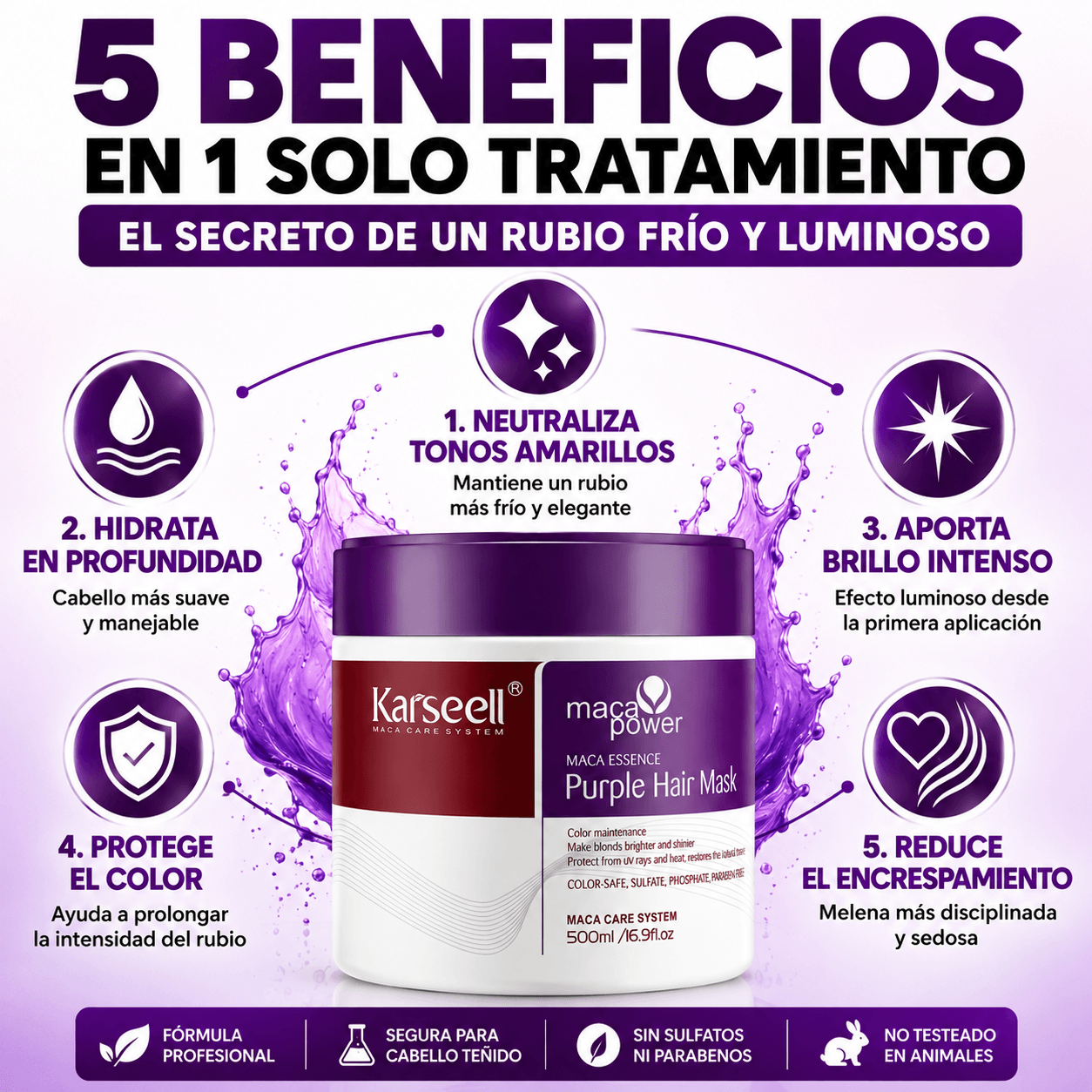 Mascarilla violeta antiamarillo 500ml