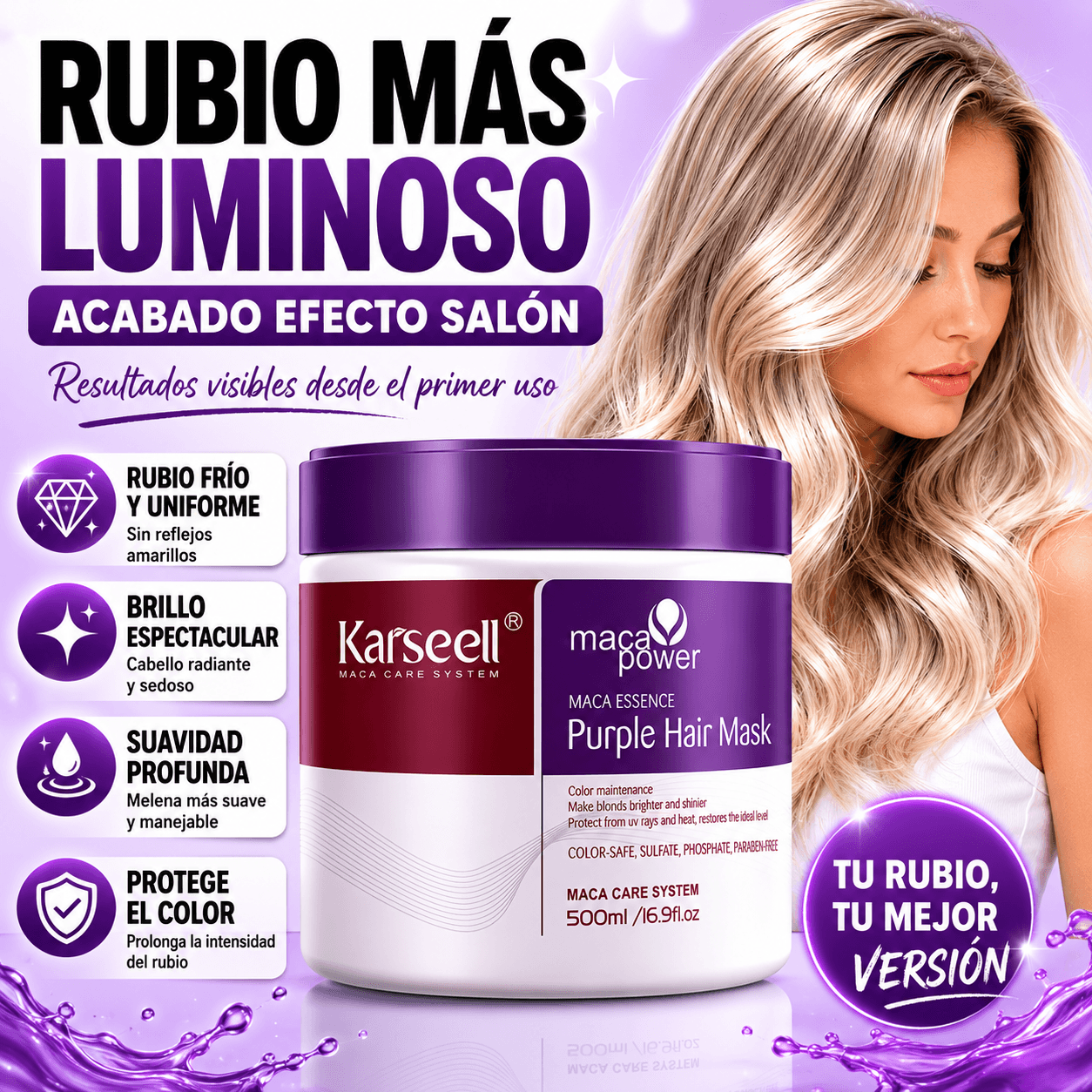 Pack mascarilla violeta 500ml + champú violeta 500ml