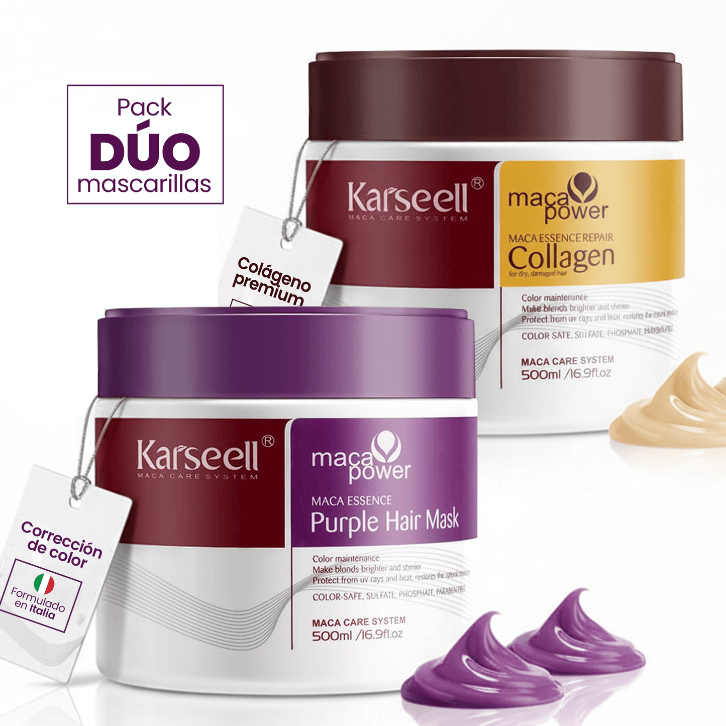Mascarilla capilar colágeno + mascarilla violeta matizadora [500ml]
