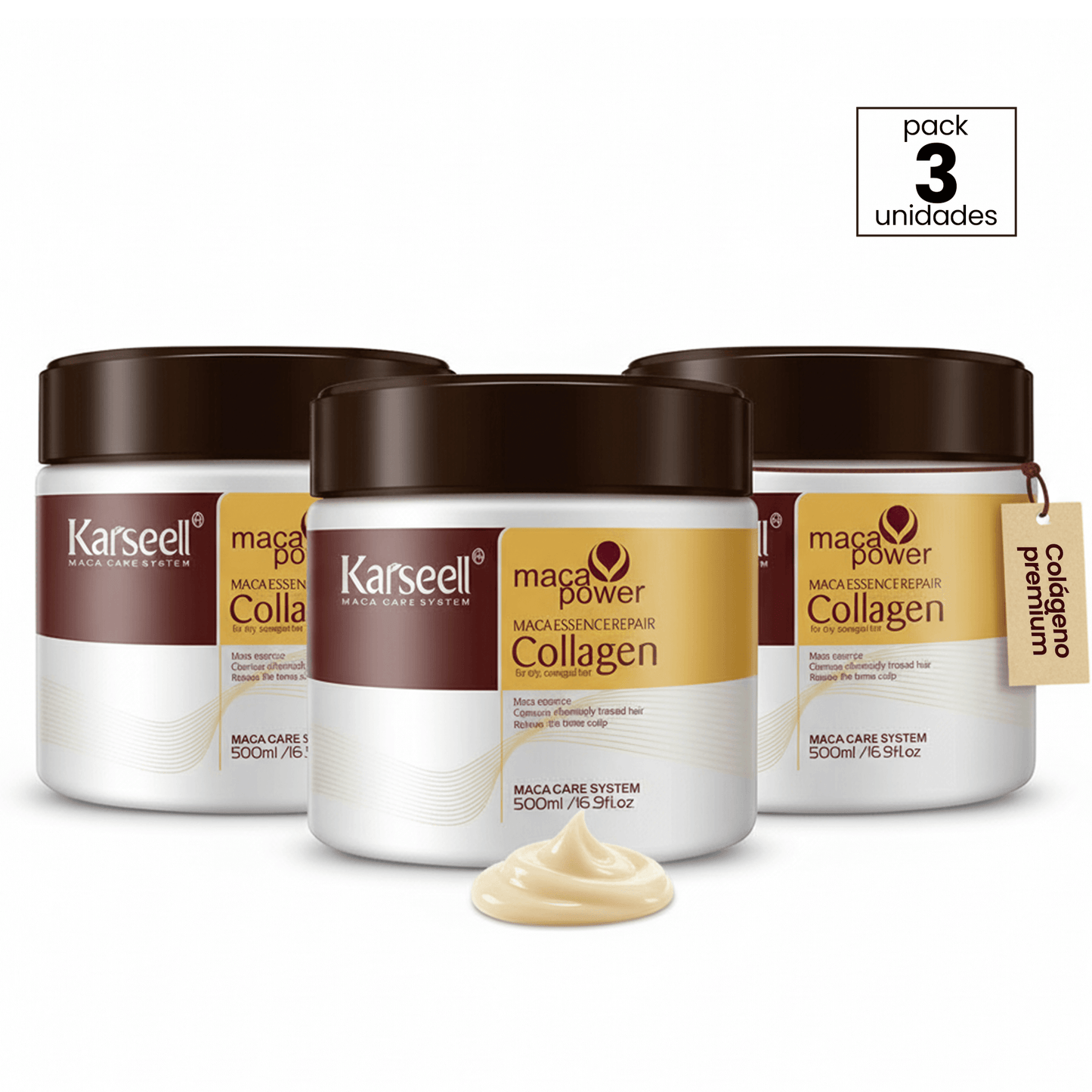 Pack 3 mascarilla capilar profesional colágeno 500ml
