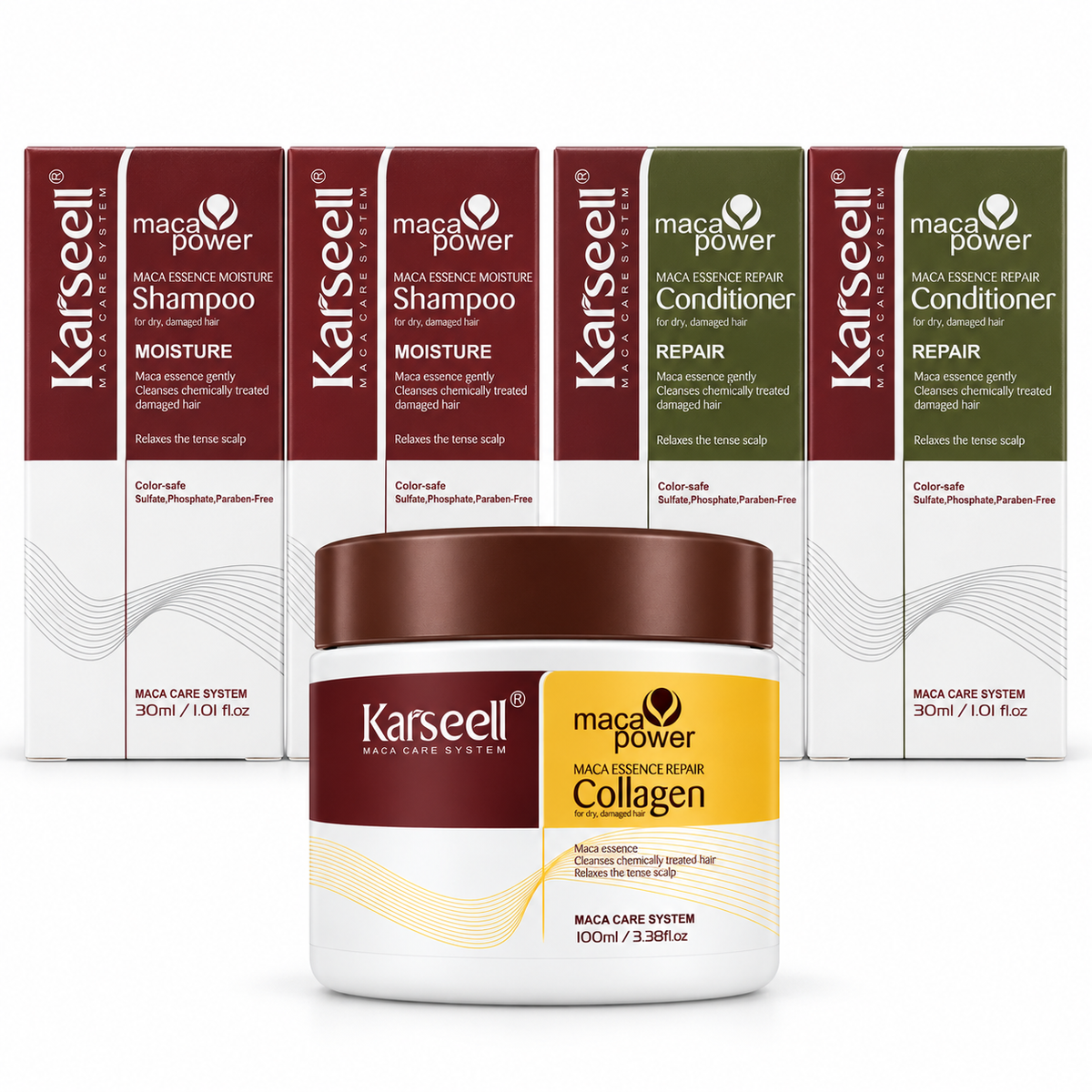Pack Viaje - Mascarilla Colágeno 100ml + 2 Champús 30ml + 2 Acondicionadores 30ml