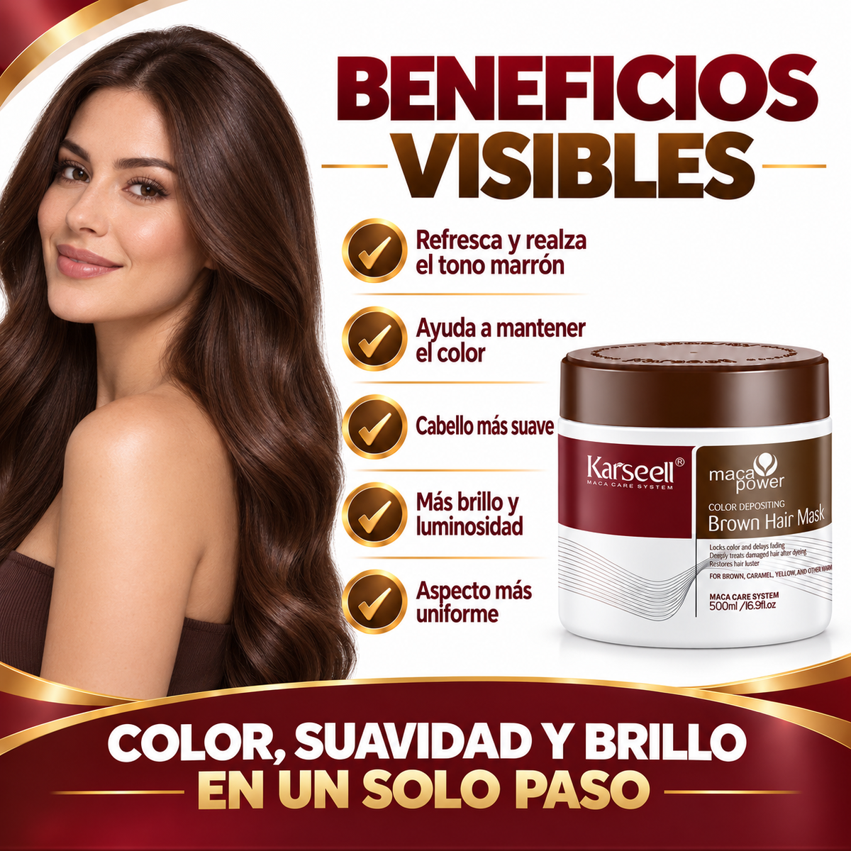 Mascarilla Capilar Pigmentante Marrón 500 ml