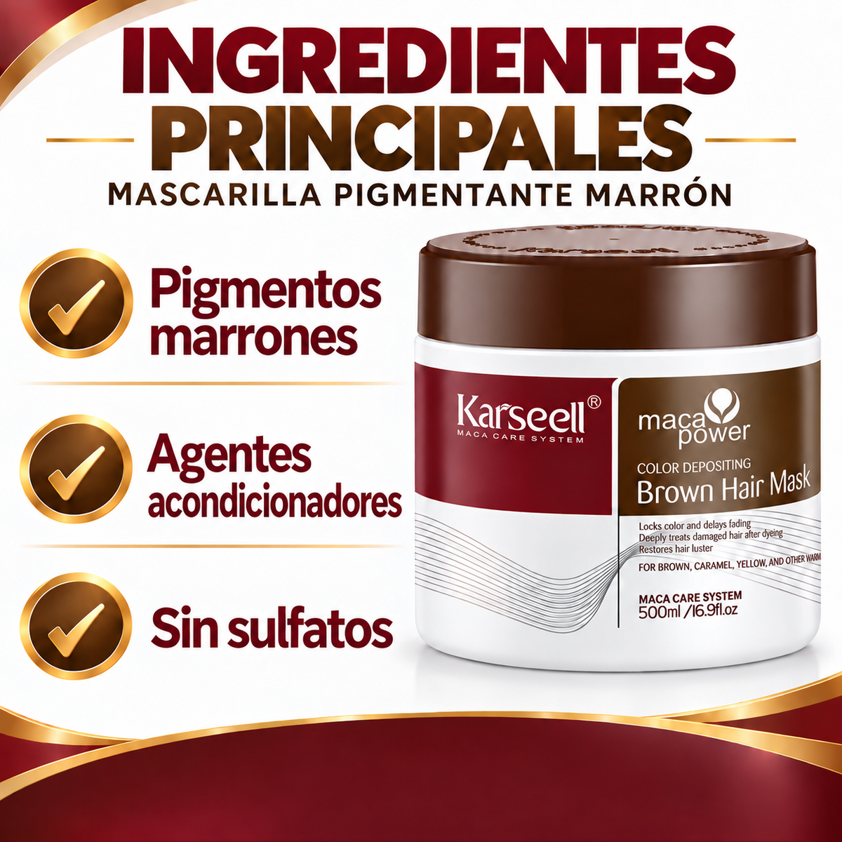 Mascarilla Capilar Pigmentante Marrón 500 ml
