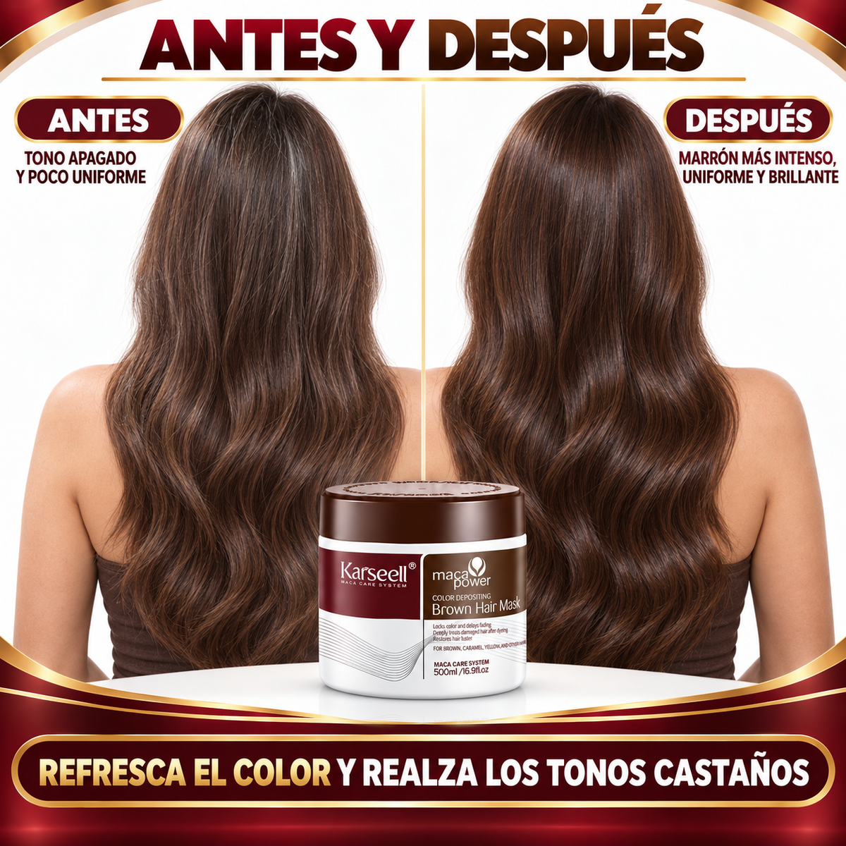 Mascarilla Capilar Pigmentante Marrón 500 ml