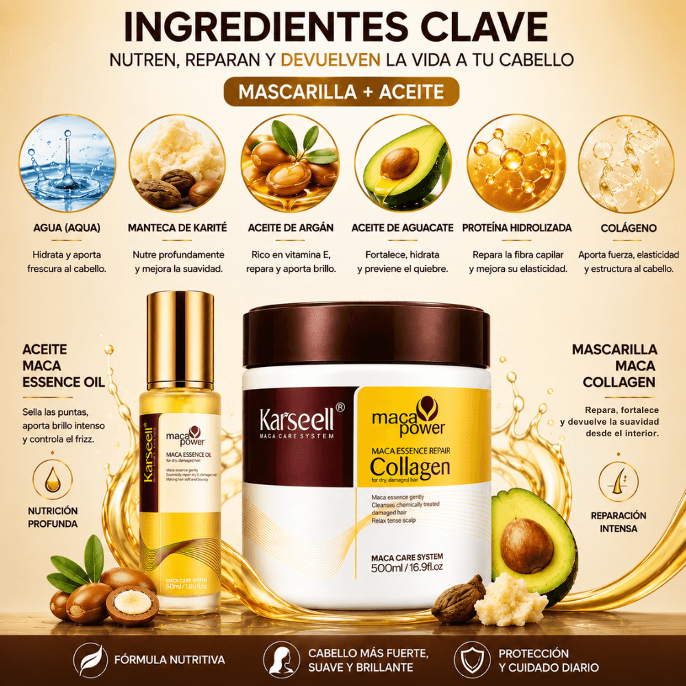 Haarreparatur-Paket Kollagenmaske 500ml + Arganölserum 50ml