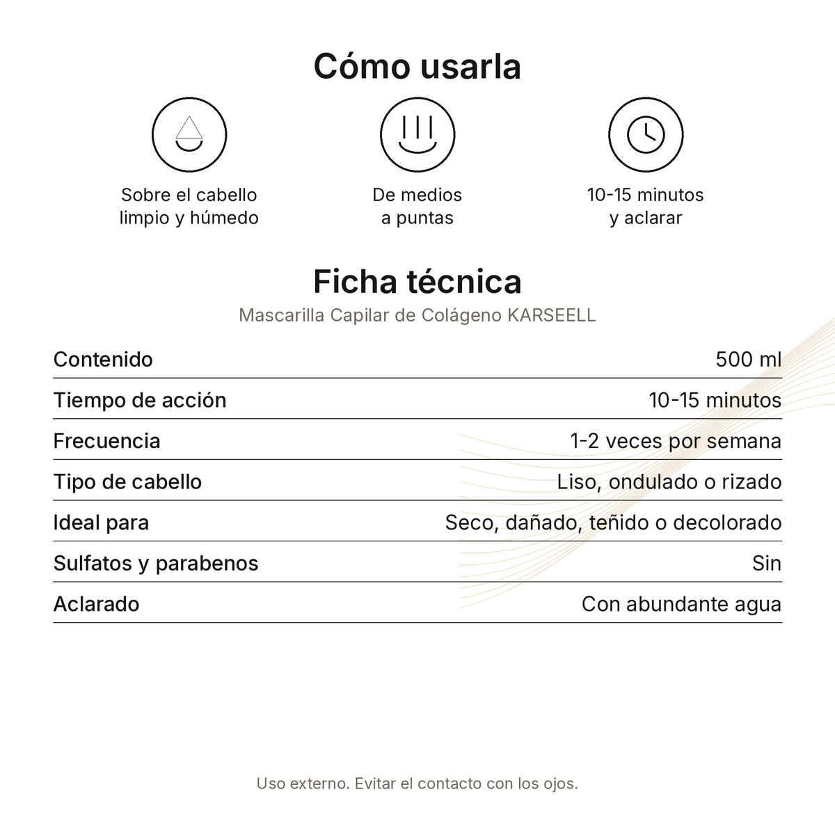 Modo de uso y ficha técnica