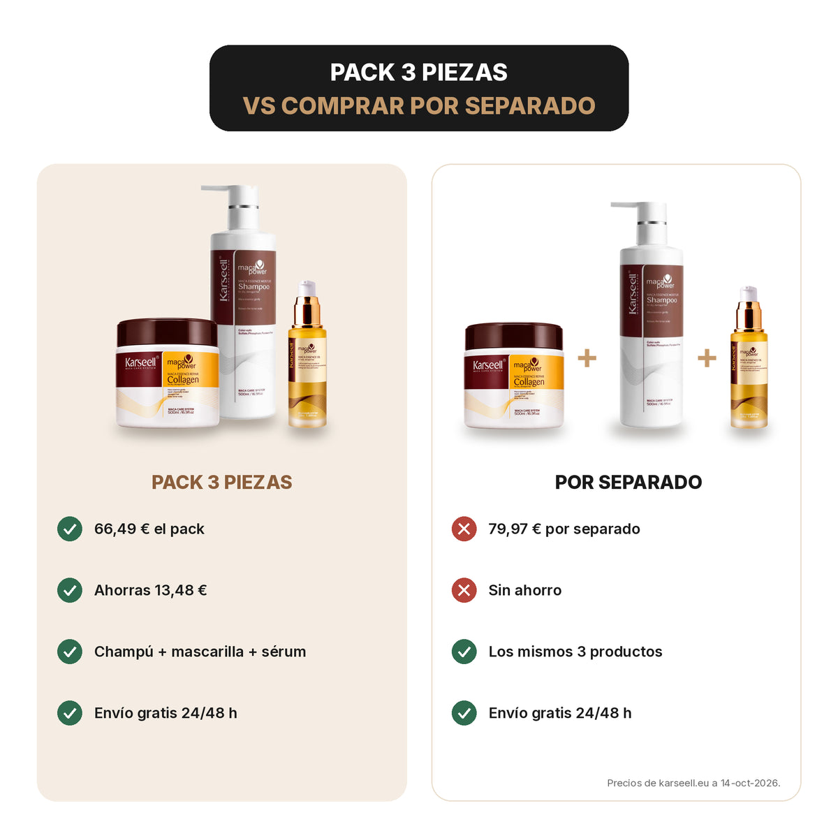 Pack Reparación Capilar: Mascarilla 500 ml + Champú 500 ml + Sérum de Argán 50 ml — foto 4