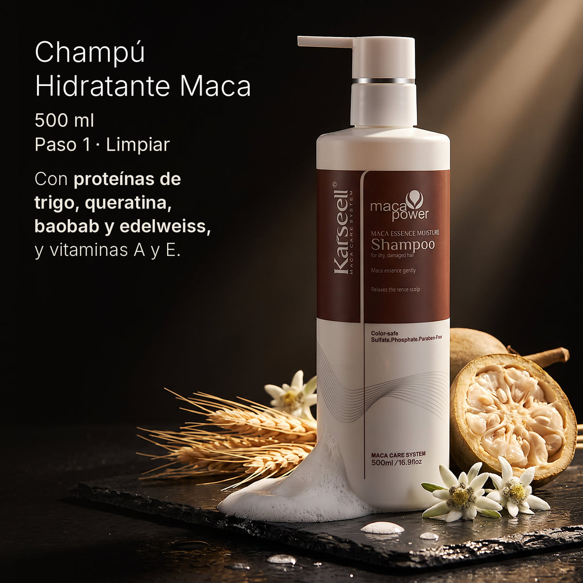 Pack Champú Maca 500 ml + Acondicionador 50 ml + Mascarilla Colágeno 500 ml + Aceite 50 ml — foto 4