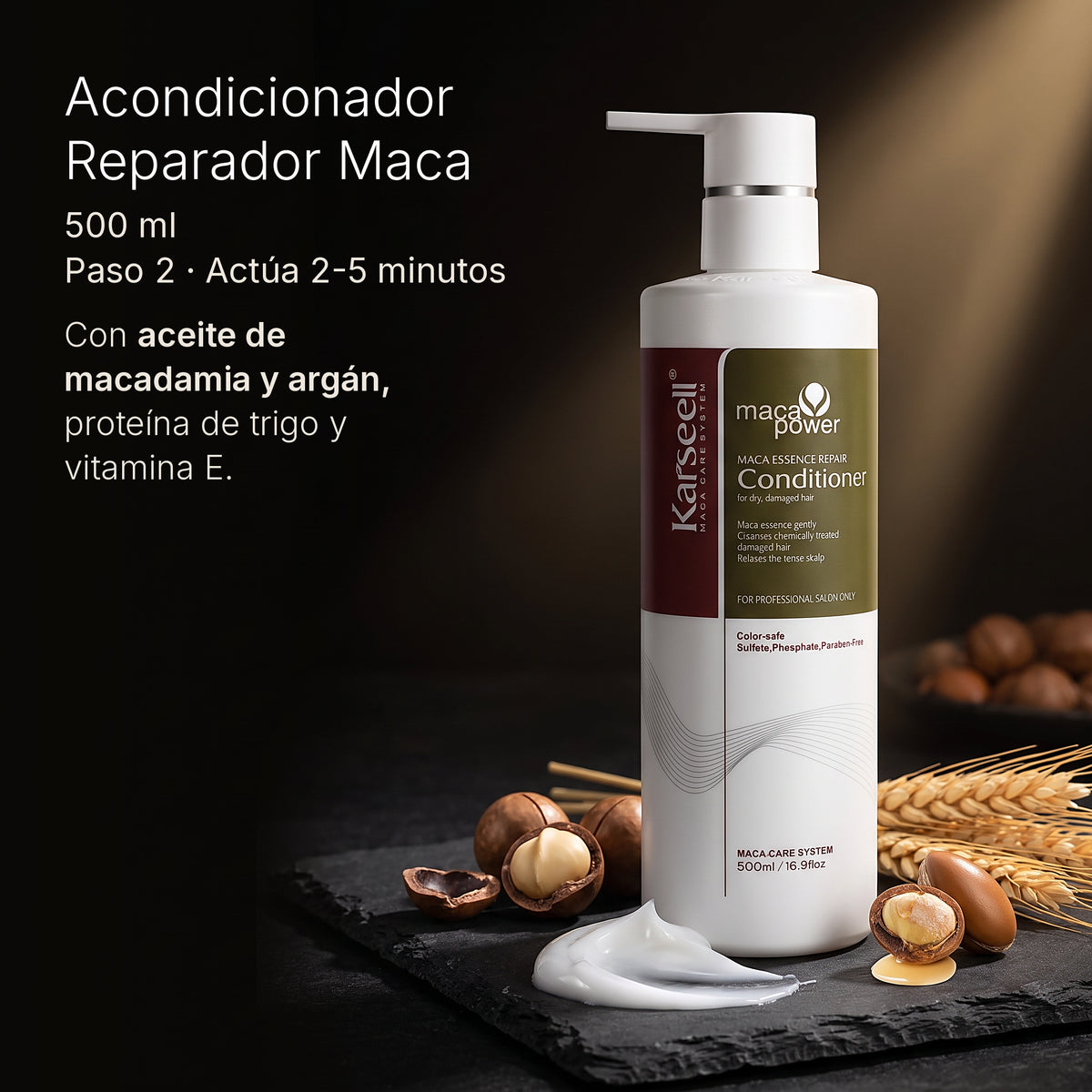 Pack Champú Maca 500 ml + Acondicionador 50 ml + Mascarilla Colágeno 500 ml + Aceite 50 ml — foto 5