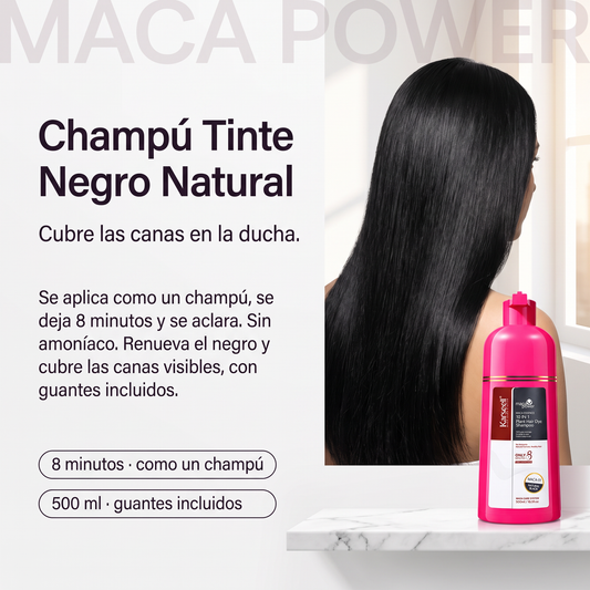 Champú Tinte Negro Natural: cubre las canas en la ducha