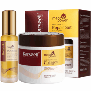KARSEELL Pack Reparación Capilar Profesional Mascarilla Colágeno 500ml + Sérum Aceite de Argán 50ml Coco Karité Pelo Seco Dañado Teñido Hidratante Nutritivo Antifrizz Brillo Espejo
