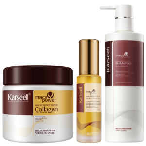 Karseell - Pack de 3 unidades - 1 Mascarilla Capilar de Colágeno 500 ml. + 1 Sérum de Aceite de Argán 50 ml. + 1 Champú 500 ml.