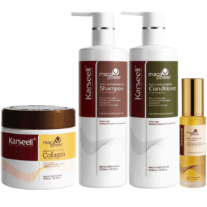 Karseell  Pack de 4 unidades - 1 Mascarilla de Colágeno 500 ml. + 1 Sérum de Aceite de Argán 50 ml. + 1 Champú Hidratante 500 ml. + 1 Acondicionador Reparador 500 ml.