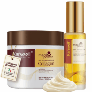 KARSEELL Pack Reparación Capilar Profesional Mascarilla Colágeno 100ml + Sérum Aceite de Argán 50ml Coco Karité Pelo Seco Dañado Teñido Hidratante Nutritivo Antifrizz Brillo Espejo